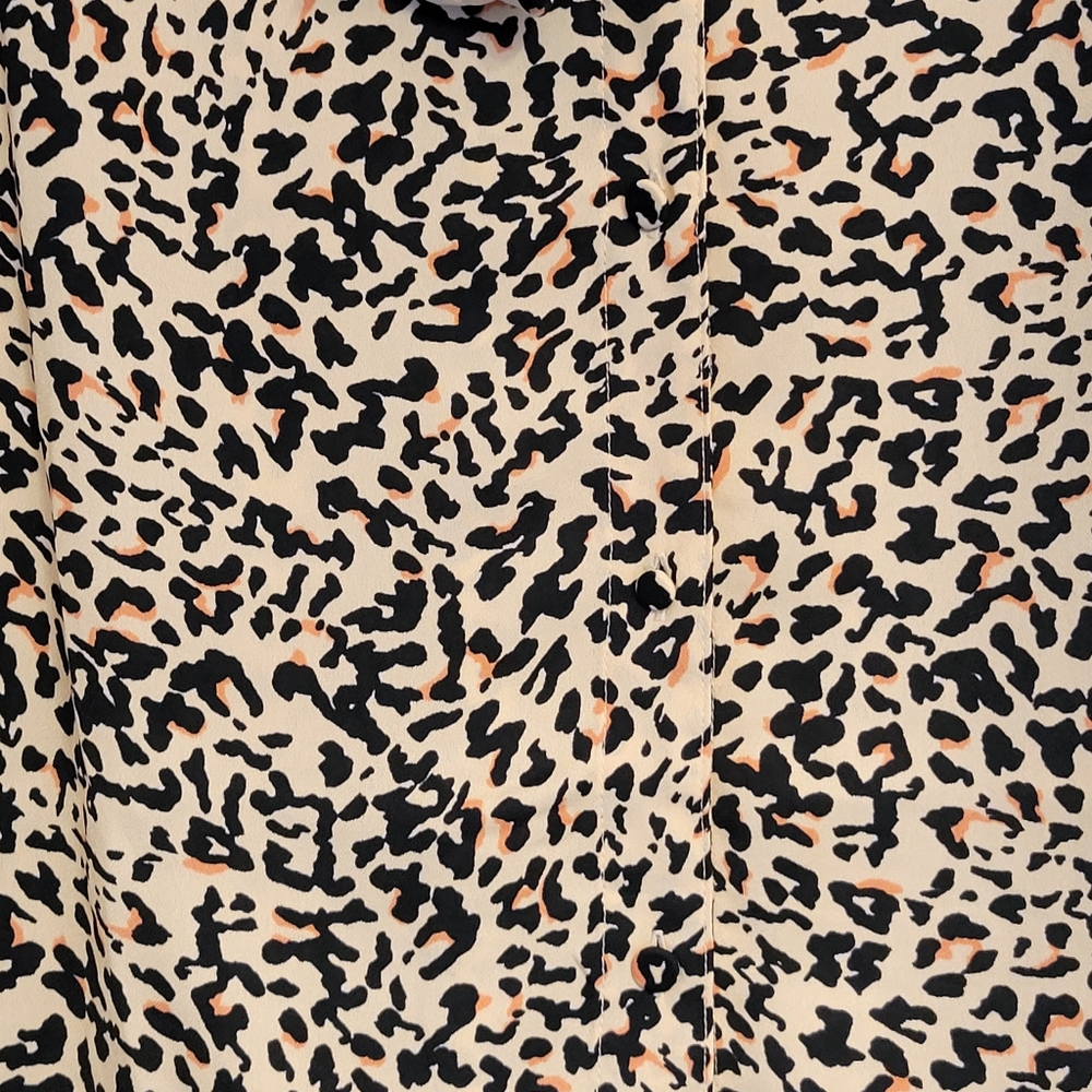 Ava and Viv plus size black and pink cheetah print neck tie blouse - Picture 3 of 4